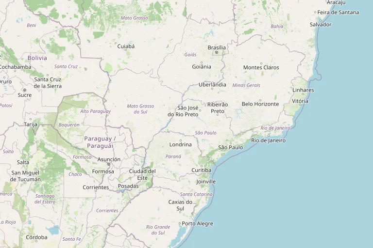 Mapa do Sul e do Sudeste do Brasil com as vendas por região